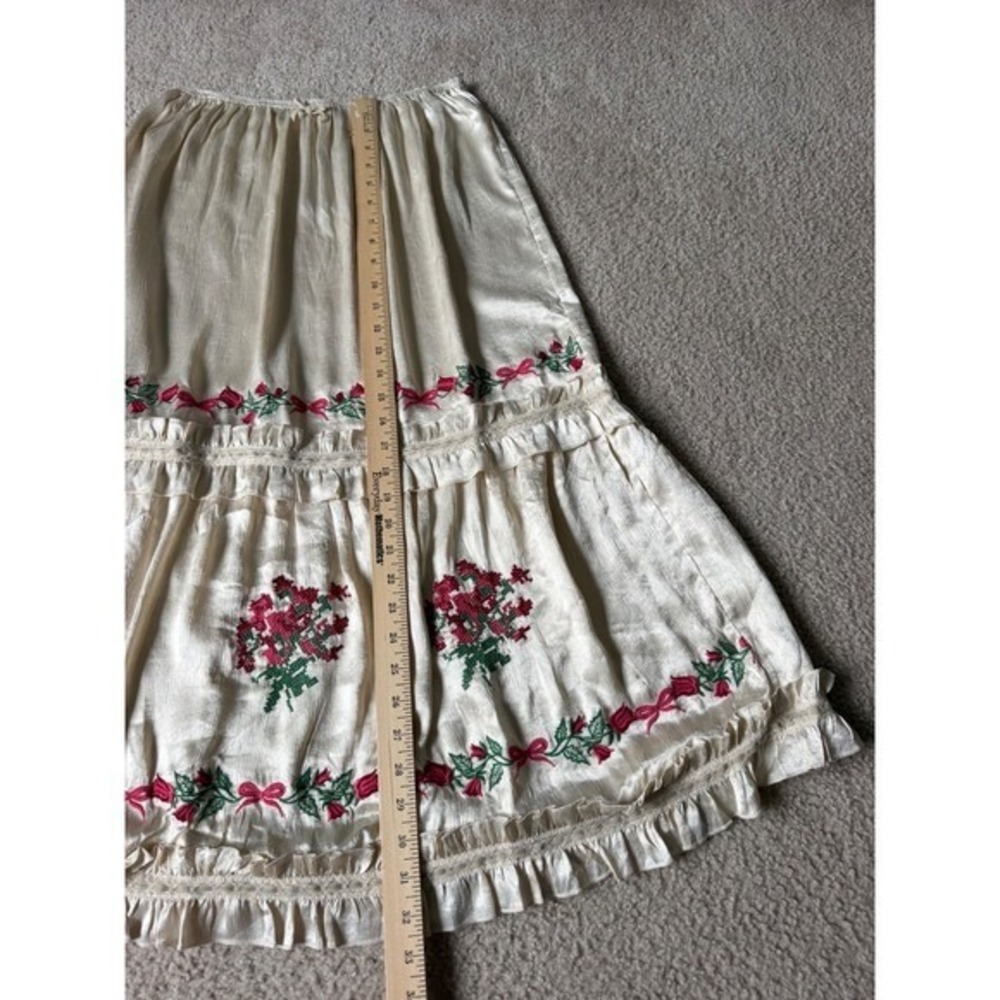 Natural Life Midi Skirt Delilah NEW Embroidered Floral Boho Ivory Large - Picture 7 of 10
